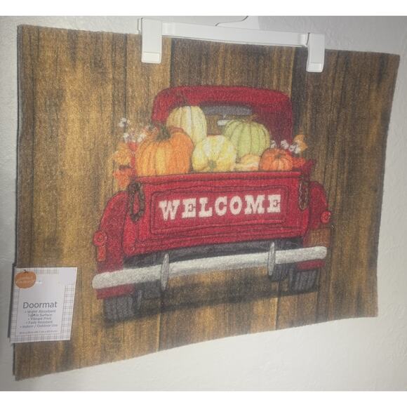 New Welcome Red Truck Door Mat 18"x24" Water Absorbent. Fade Resistent - Picture 1 of 4